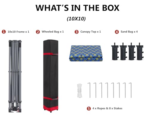 ABCCANOPY Pop Up Canopy - Outdoor Patio Portable Canopy Tent Heavy Duty for Backyard and Deck with 4 Sandbags(White, 10x10)