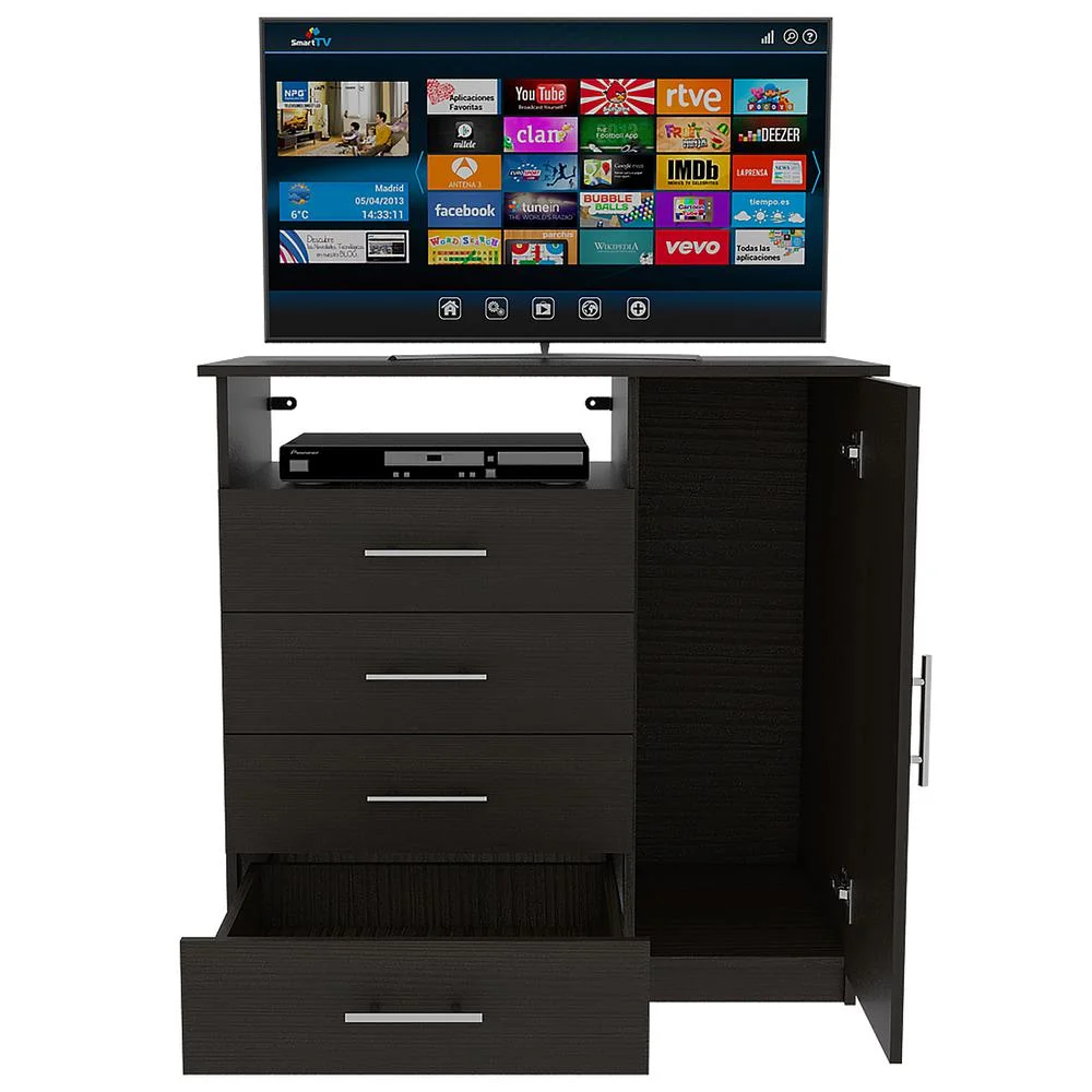 FM FURNITURE LLC Carolina 4 Drawer Dresser  ,Black