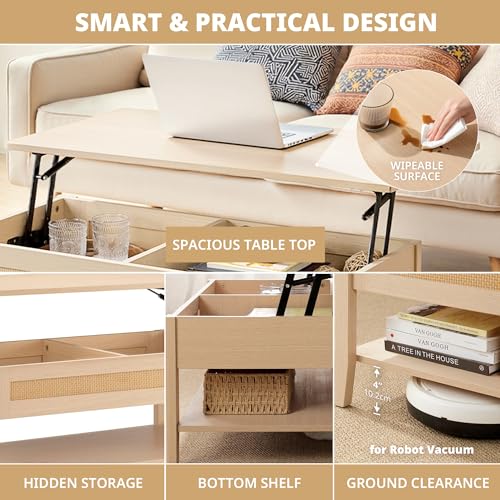 INK+IVY Lennox Lift-Top Rattan Coffee Table