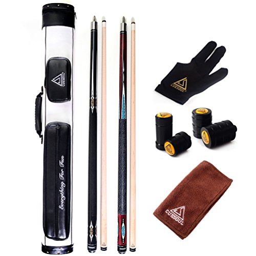 CUESOUL House Bar Pool Cue Sticks,Two Cue Sticks + 2x2 Pool Cue Case Hard