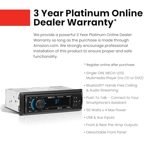 BOSS Audio Systems 616UAB Car Stereo With Bluetooth - Single DIN, MP3, USB, Aux-in, AM/FM, No CD DVD Player