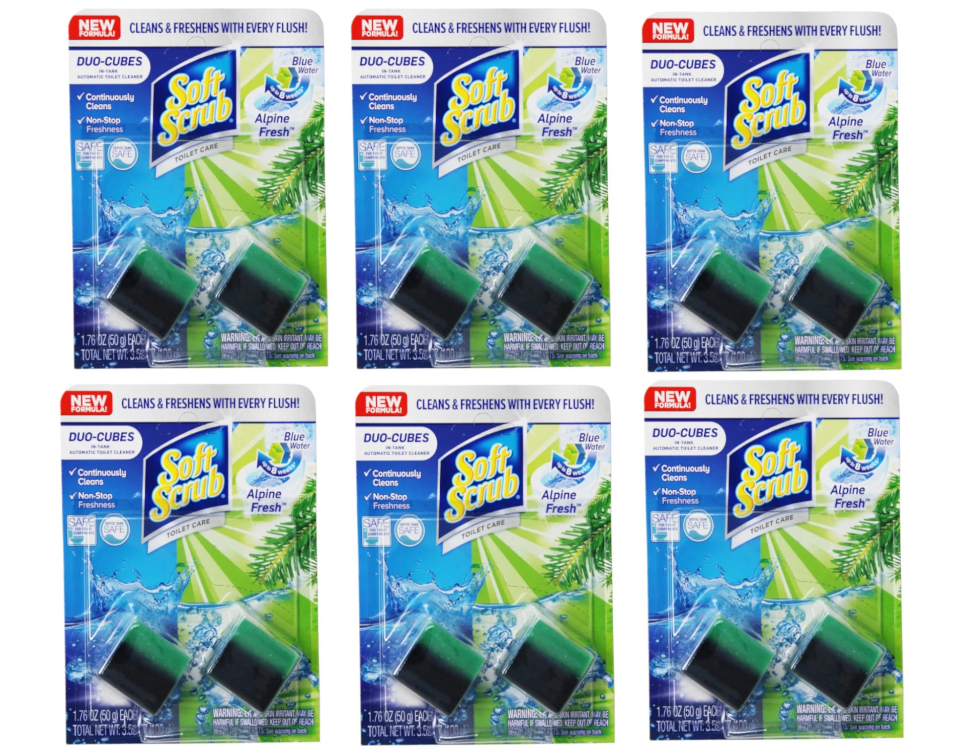 Soft Scrub In-Tank Toilet Cleaner Duo-Cubes, Alpine Fresh, 2 Count - 6 Pack