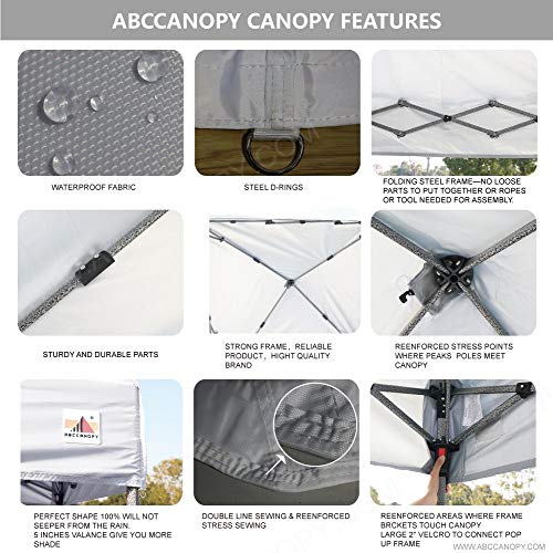 ABCCANOPY Pop Up Canopy - Outdoor Patio Portable Canopy Tent Heavy Duty for Backyard and Deck with 4 Sandbags(White, 10x10)