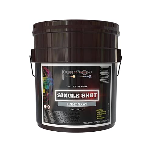 BP Resins: Single Shot |100% Solids Epoxy Resin Kit (3 Gallon) Solvent-Less, Two Component Gloss Coat Finish- Low VOC! Industrial Use, Garages, Floors, Wood, Acrylic & More! (LIGHT GRAY) + FREE MIXER!