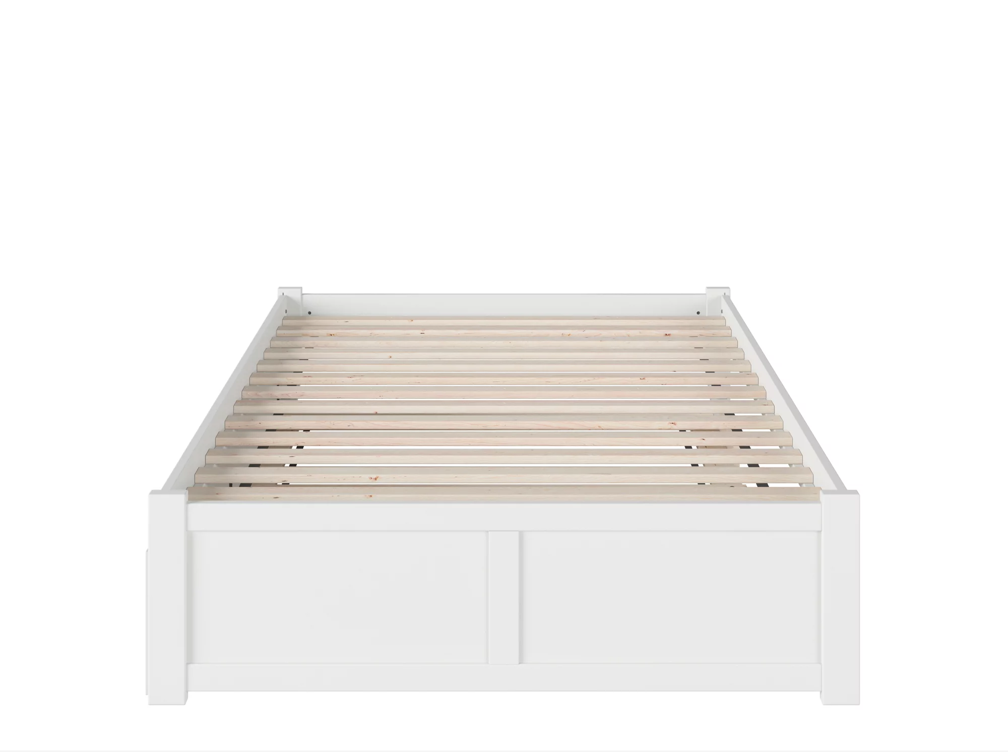 Concord Full Platform Bed with Flat Panel Foot Board and Full Size Urban Trundle Bed in White