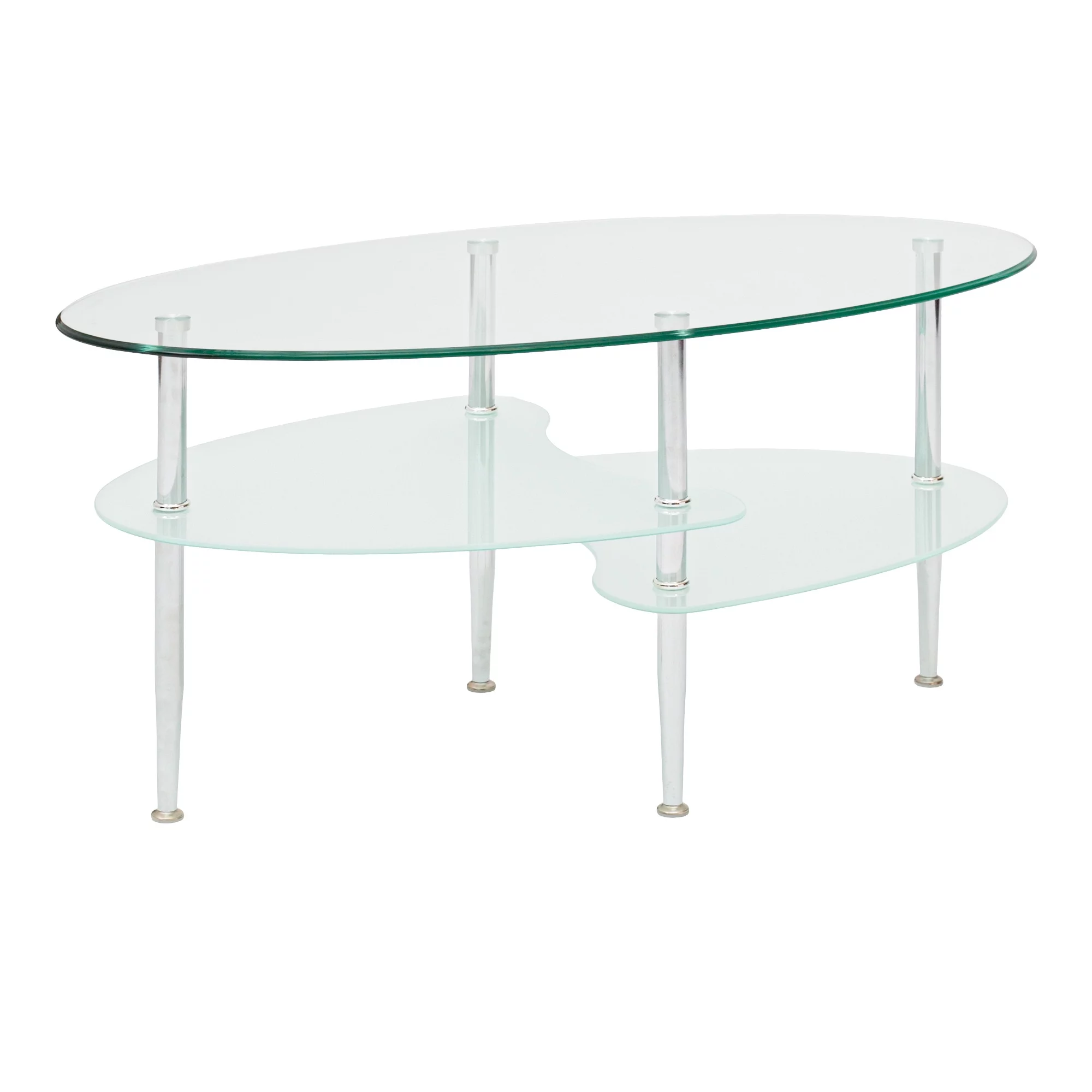 Walker Edison Mid-Century Modern Oval Glass Coffee Table