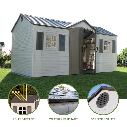 Lifetime 6446 Outdoor Storage Shed, 8 x 15 Foot, Desert Sand
