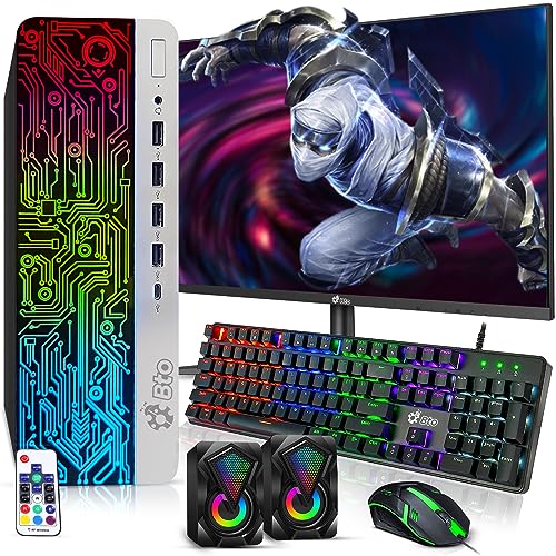 BTO RGB Gaming Desktop PC Bundle - Intel Core i5 6th Gen, 16GB DDR4 Ram, 1TB SSD, NVIDIA GeForce GTX 1050 Ti 4GB, New 24-inch Monitor - Prebuilt Gaming Computer, RGB Set - Windows 11 Pro (Renewed)