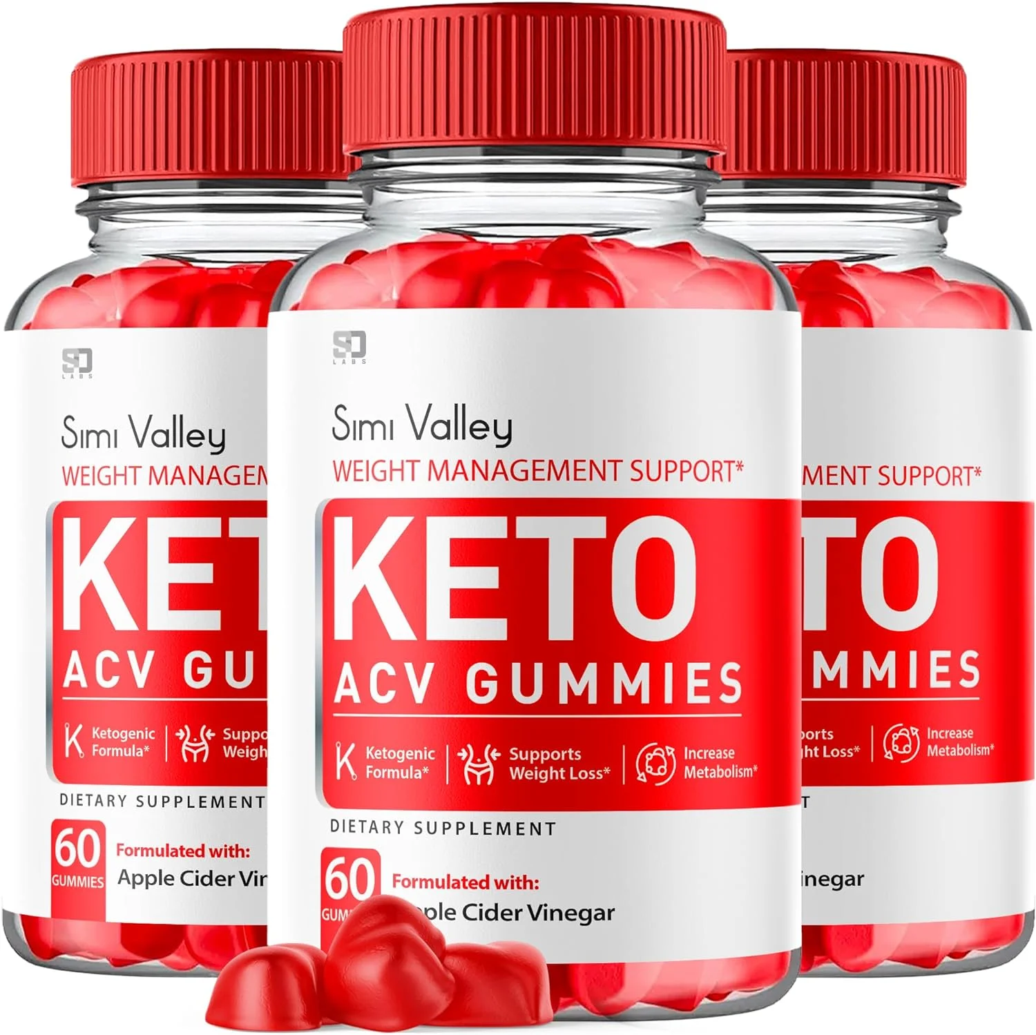 (3 Pack) Simi Valley Keto Gummies, SimiValley Keto ACV Gummies Advanced 1000MG Formula, Simi Vally Apple Cider Vinegar Folate Vitamin B6 B12 Beet Root Vegan Non GMO Keto Supplement (180 Gummies)