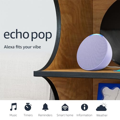 Amazon Echo Pop (newest model), Our smallest Alexa speaker, Fits in any room, Midnight Teal