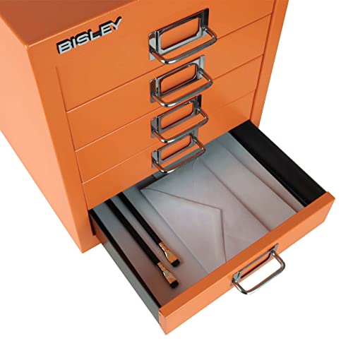 Bisley 10-Drawer Steel MultiDrawer Cabinet - Black, Chrome Pull Handles with Label Holders, Powder-Coated Steel, Removable Drawers, Fits Under Most Desks, Labels Included