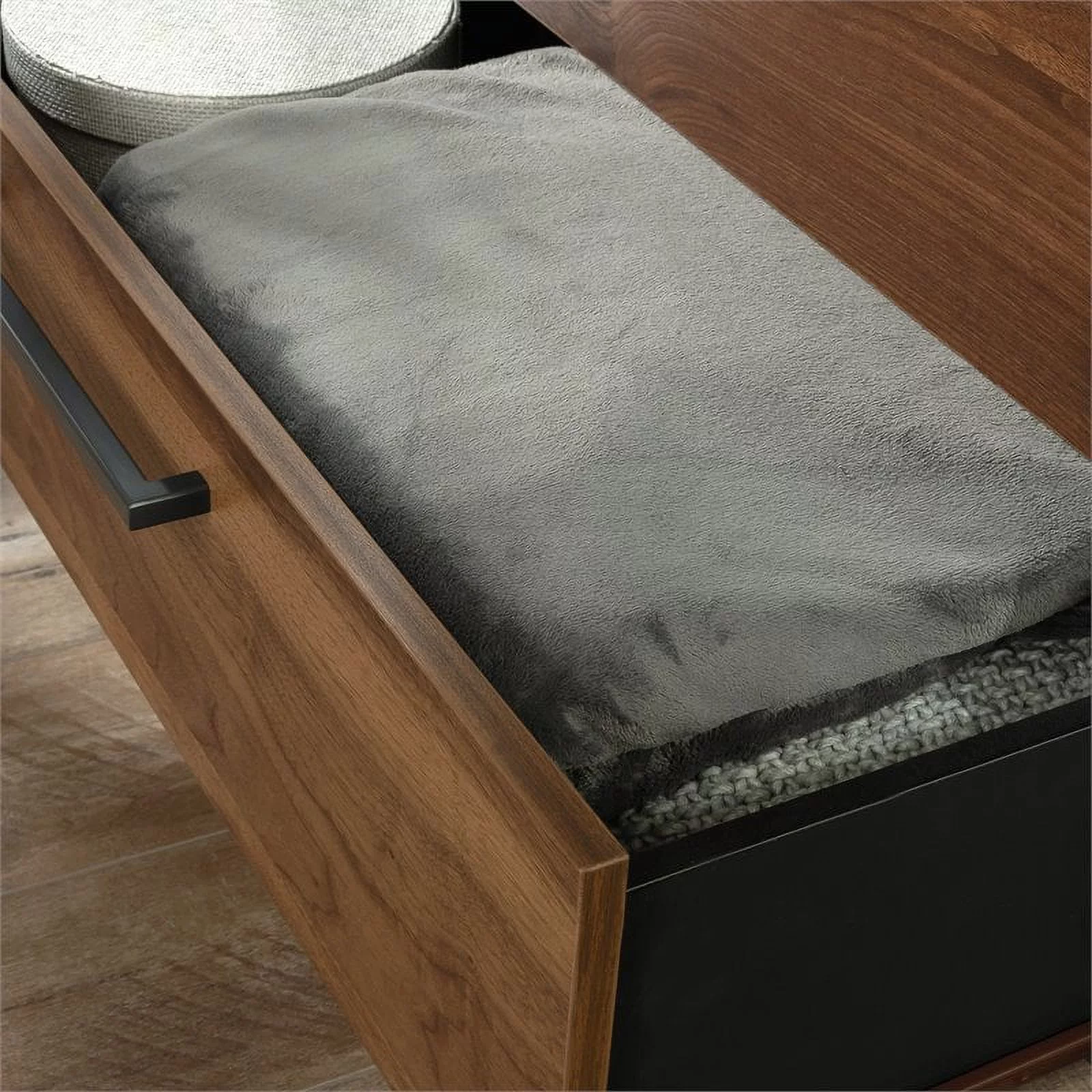 Sauder Nova Loft Open Wardrobe with Drawers, Grand Walnut Finish