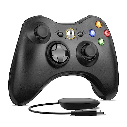 W&O Wireless Controller Compatible with Xbox 360 2.4GHZ Gamepad Joystick Wireless Controller Compatible with Xbox 360 and PC Windows 7,8,10,11 with Receiver (Black)