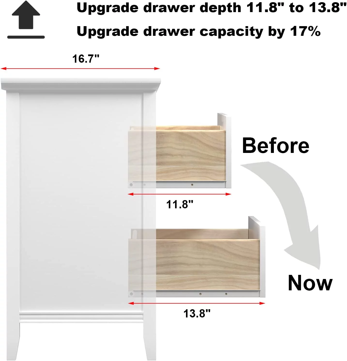 6 Drawer Double Dresser  55 inch Solid Wood Bedroom Dresser in White