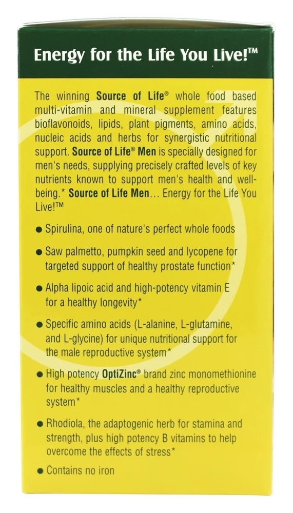 Natures Plus - Source Of Life Men's Multi-Vitamin - 60 Tablets