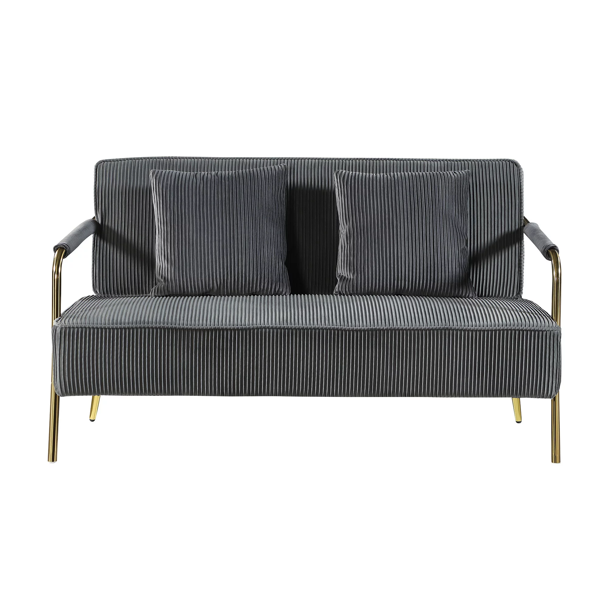 Velvet Loveseat with Gold Metal Legs - 62.7 - Elevate your space with comfort and style!