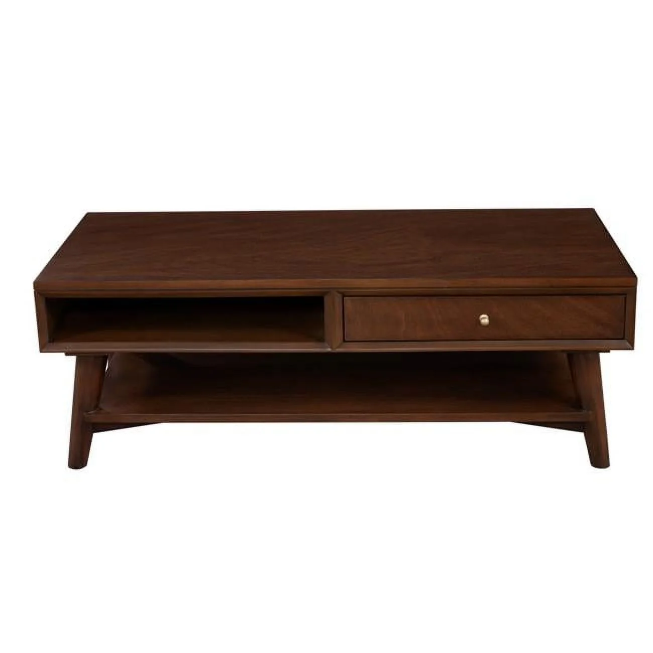 Alpine Furniture Flynn Wood 1 Drawer Coffee Table in Walnut