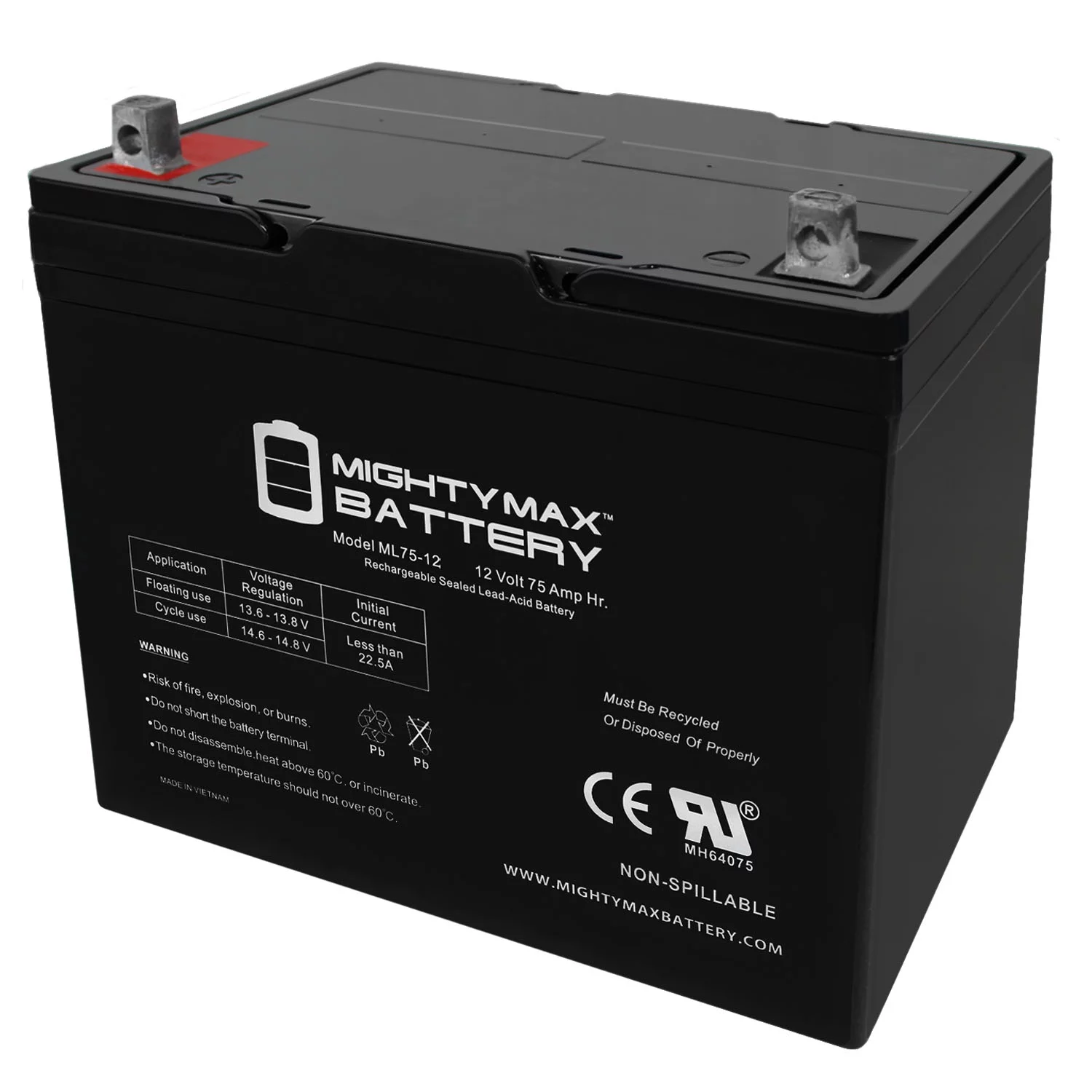12V 75Ah SLA Battery Replacement for Quantum Rehab Q6 Edge Z