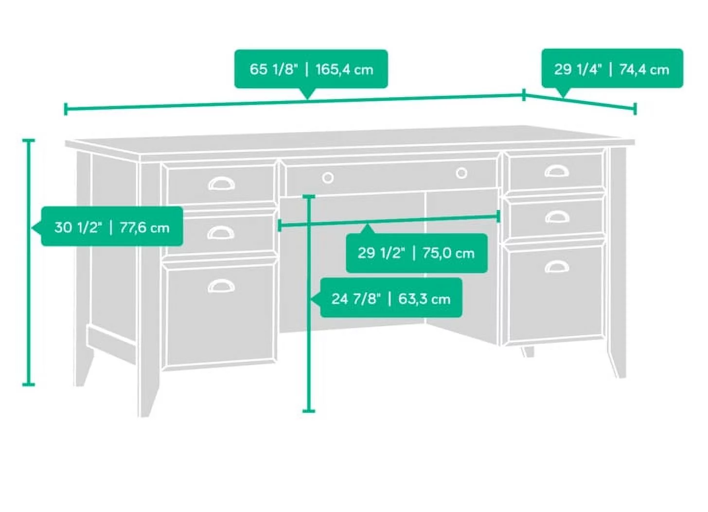 Sauder Shoal Creek Executive Desk, Jamocha Wood Finish