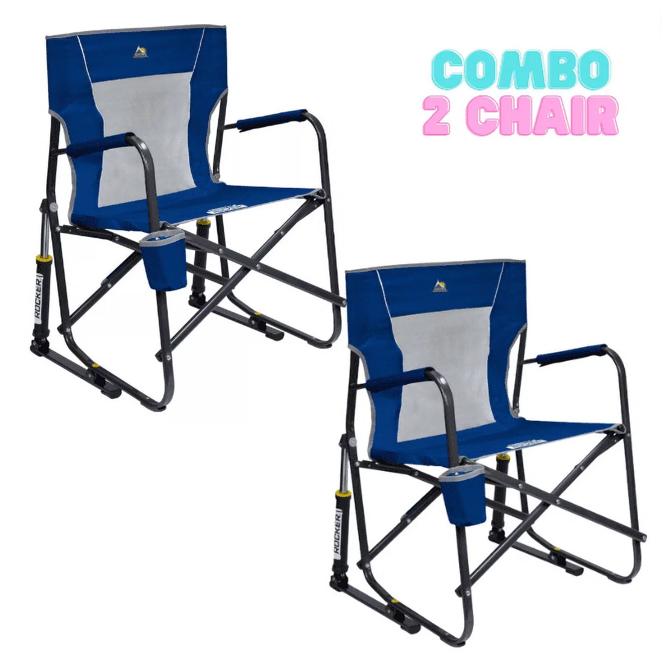GCI Outdoor Freestyle Rocker Mesh Chair, Royal Blue,  Adult Chair, Camping Chair, Outdoor - 2 Pack
