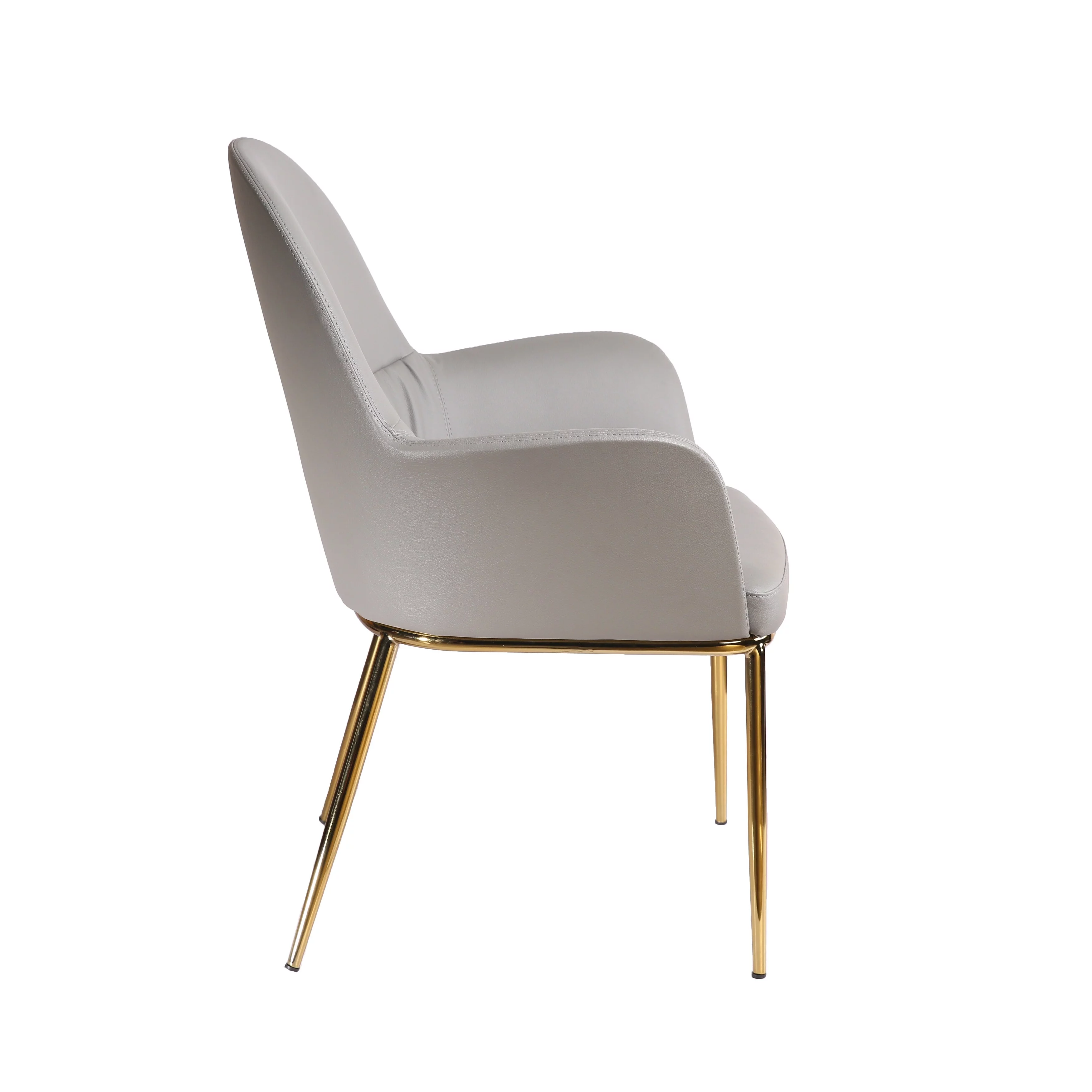 Modrest Blanton Modern Grey Leatherette & Gold Accent Chair