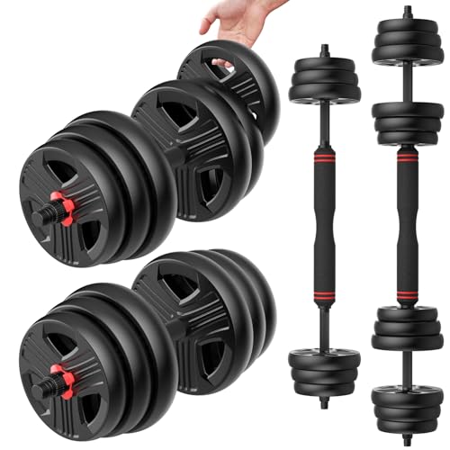 Adjustable Dumbbells, 20/30/40/55/60/70/80/90lbs Free Weight Set with Connector, 2 or 3 in 1 Dumbbells Used as Barbell, Kettlebells, Fitness Exercises for Home Gym Suitable for Men/Women