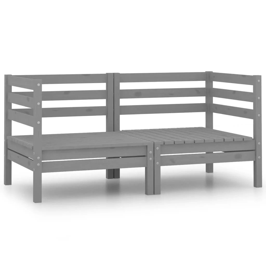 Buyweek Patio 2-Seater Sofa Gray Solid Wood Pine