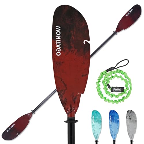 Angler Kayak Paddles Aluminum Paddle with Plastic Blades and Paddle Leash, Floating Adjustable Fishing Kayak Oars, 3 Piece, 230-250cm/90-98 inch