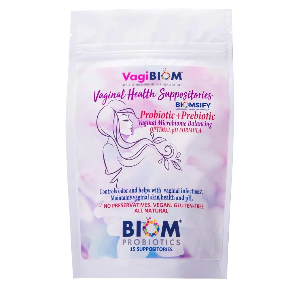 Biom Probiotics Vaginal Probiotic Suppository for Women, Natural, 15 Count