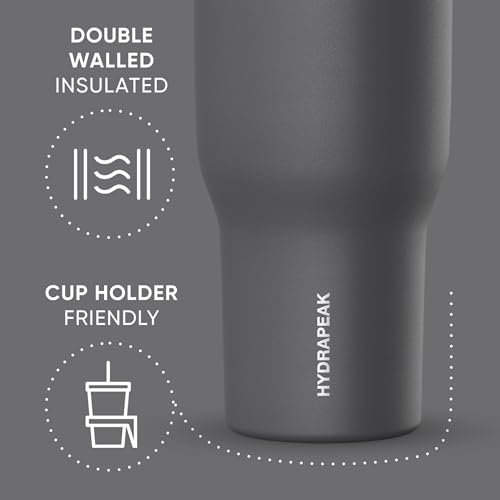 Hydrapeak Nomad 24 oz Tumbler with Handle and Straw Lid, Leakproof, Double Insulated, 24oz Cup Stainless Steel (Blush)