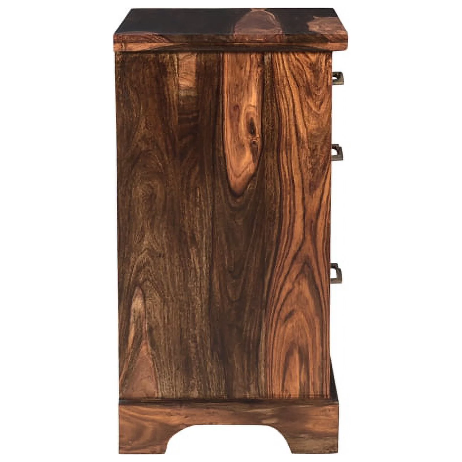 Taran Designs Darcy 3-drawer Live Edge Solid Wood Filing Cabinet in Dark Brown