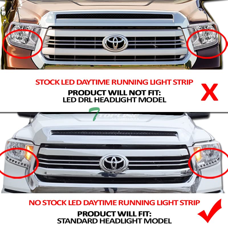 7422439652637 Compatible With 2014-2021 Toyota Tundra SR / SR5 / Limited/TRD PRO Switchback Sequential LED Strip Bar Black Housing Headlights With Amber Reflector