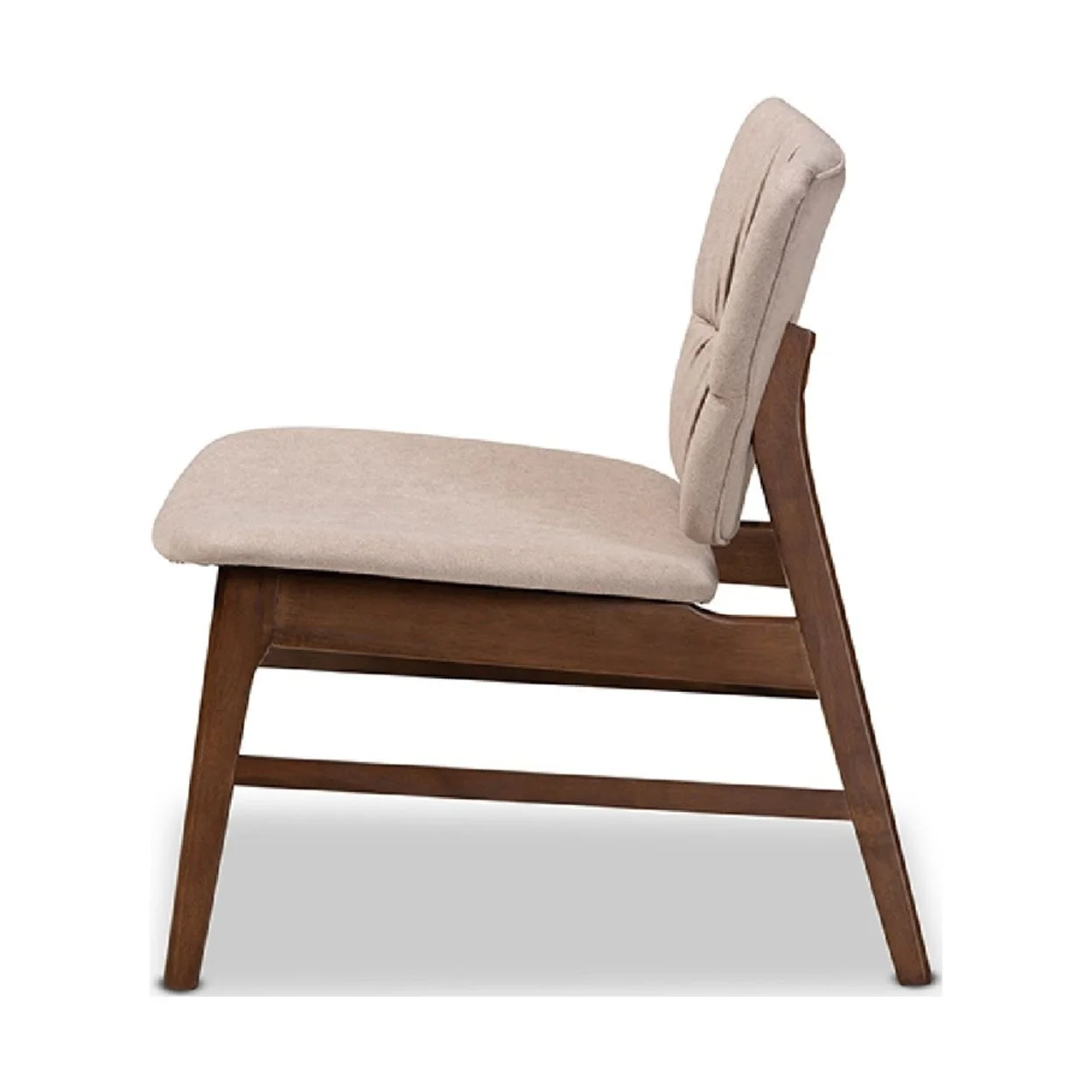 Baxton Studio Benito Mid-Century Modern Transitional Beige Fabric Upholstered and Walnut Brown Finished Wood Accent