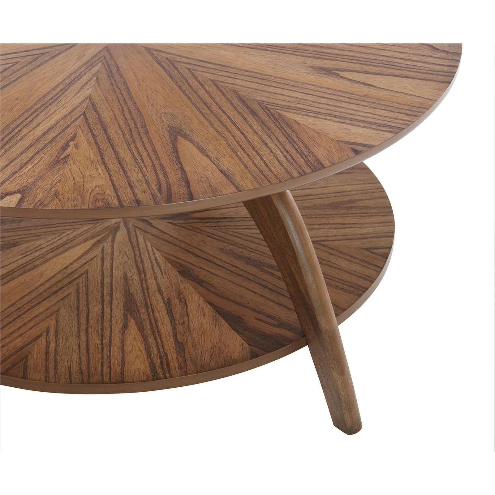 Martin Svensson Home LAX Round Wood Coffee Table in Warm Nutmeg Brown