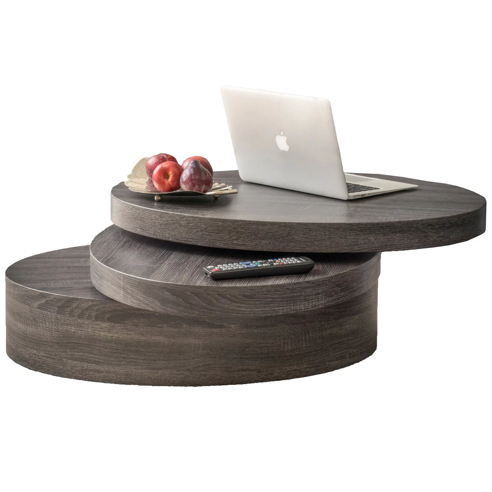 Lenox Oval Mod Rotating Wood Coffee Table