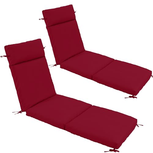 Chaise Lounge Cushion 72x21x3 Inch - Set of 2 Outdoor Lounge Chair Cushions, Lounger Pad Replacement with Fade-Resistant, Removable & Machine-Washable Covers, Ideal for Patio Chaise Chairs, Cream