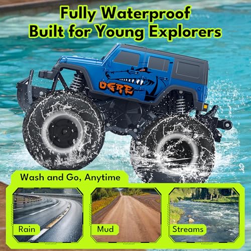 Threeking 1:16 Waterproof Monster Truck Pickup Toys RC Cars Remote Control Car Truck Toys 4WD All Terrain Off-Road Car Toy Gifts Presents 6 7 8 9 10 11 12 Year Old Kids Boys Girls Toys