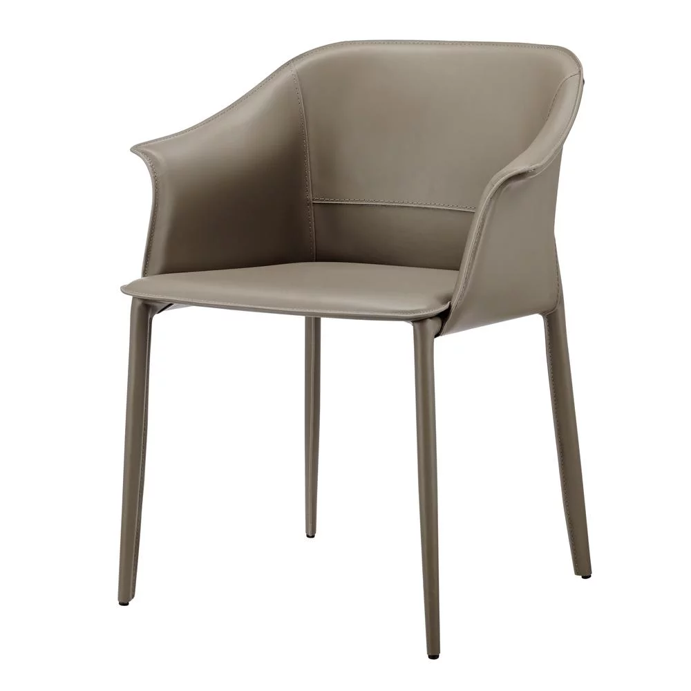 New Pacific Direct Callie Recycled Leather Dining Arm Chair in Light Mocha