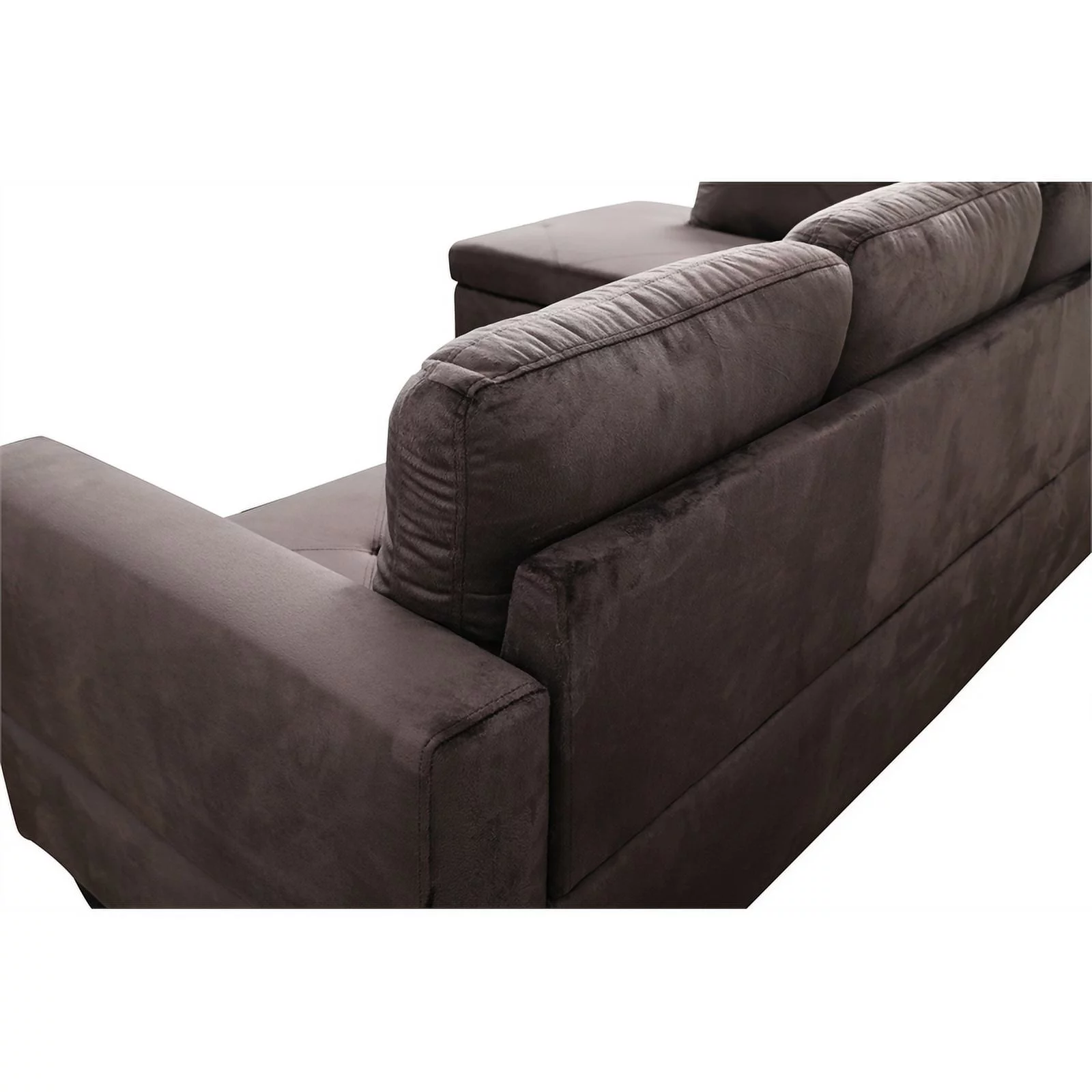 Pemberly Row L Shaped Chocolate Couch with Ottoman(Pillows Included) Microfiber