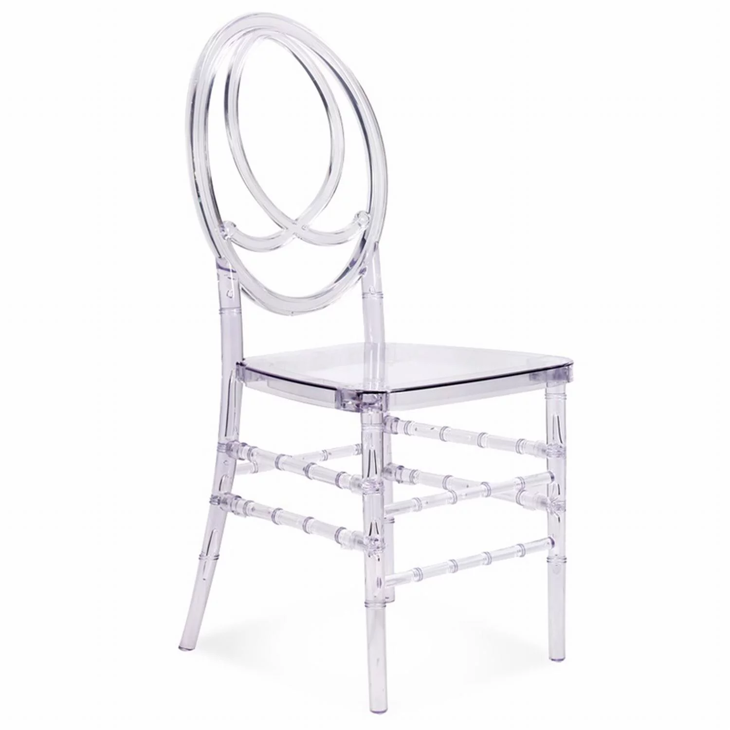 FOH Upgraded 4Pcs Cross Back Stacking In Clear Crystal Chiavari Ghost Chairs, Stackable Transparent Elegant Party Event Wedding Chairs, Reception Dining Side Clear Chairs