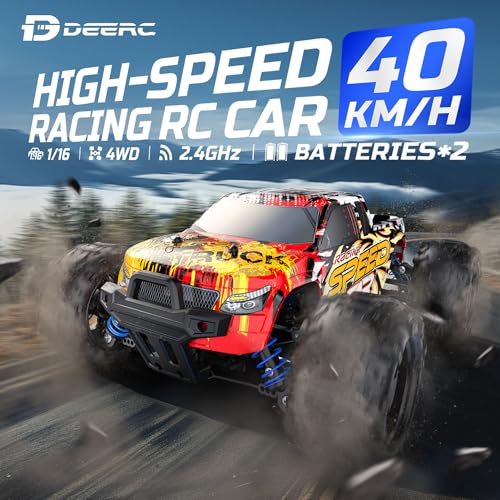 DEERC 9206E DIY Extra Shell 1:10 Scale Large RC Cars,48+ KM/H Hobby Grade High Speed Remote Control Car for Adults Boys,All Terrain 4WD 2.4GHz Off Road Monster RC Truck with 2 Battery for 40+ Min Play