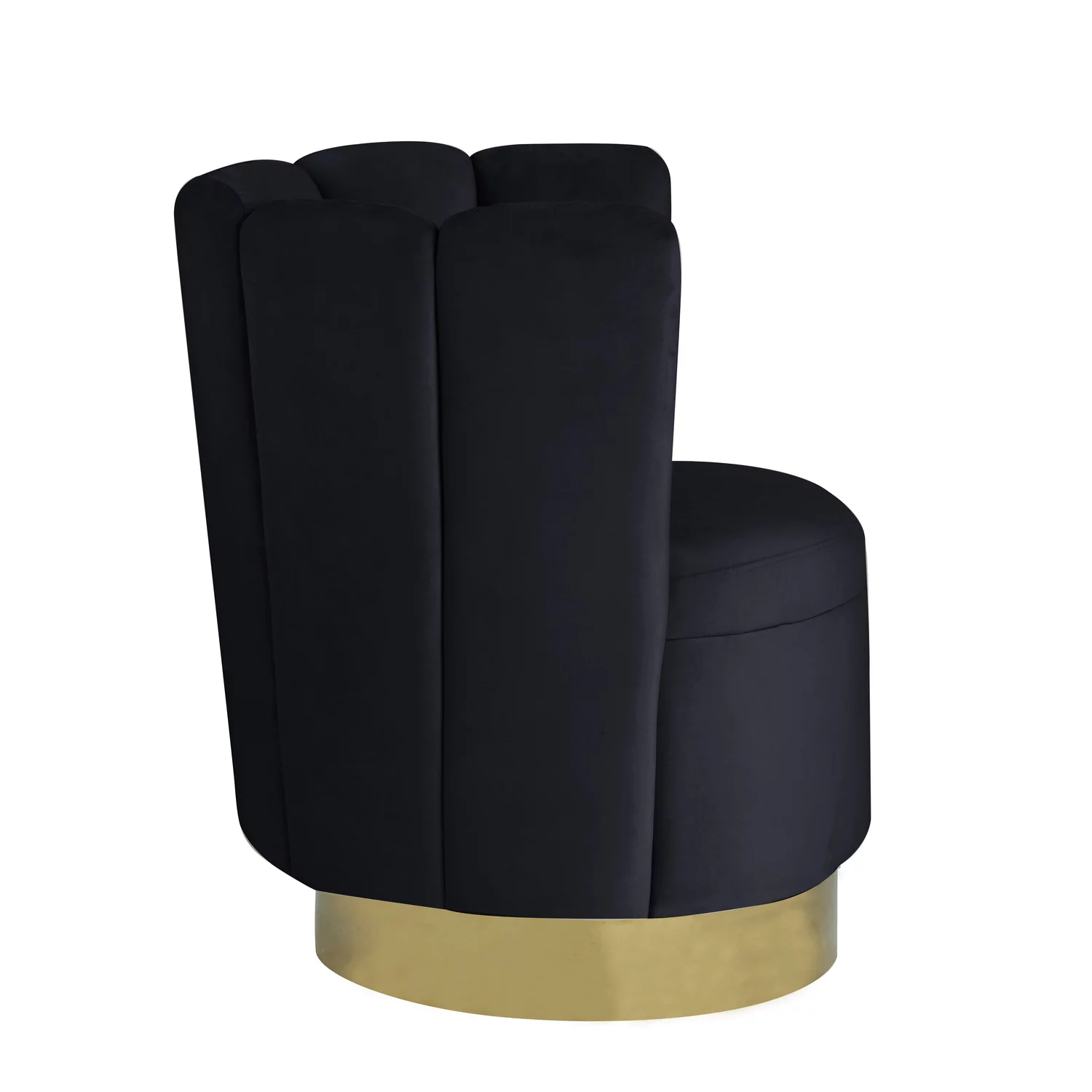 Ellis Velvet Upholstered Swivel Accent Chair in Black Velvet