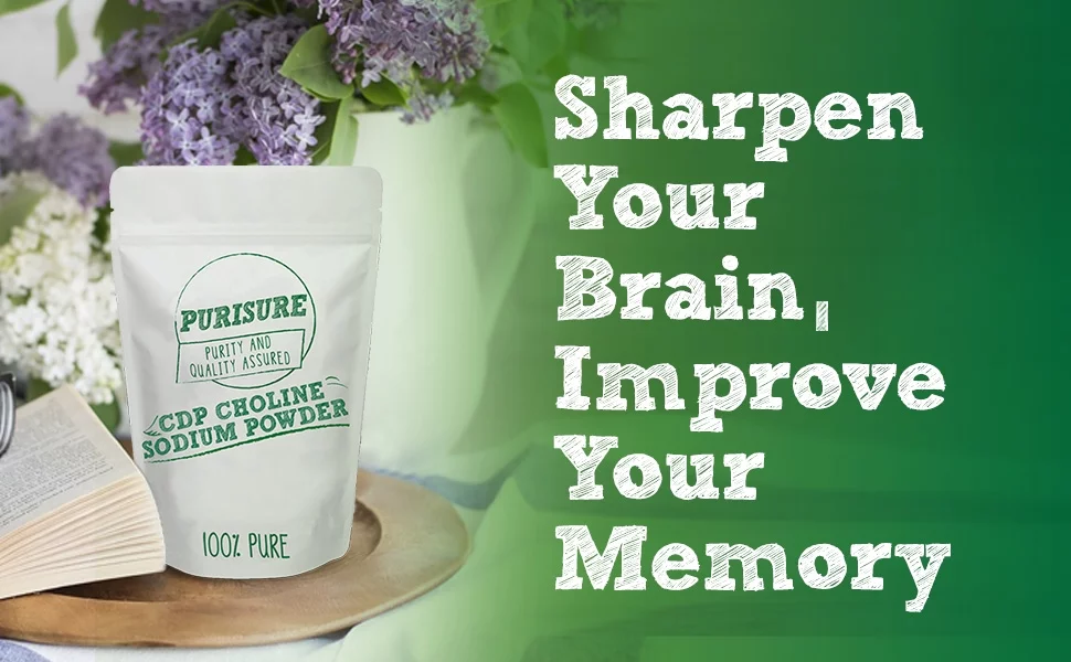 Purisure CDP Choline Powder, 50g, Brain Supplement, Reduces Mental Fatigue, 200 Uses