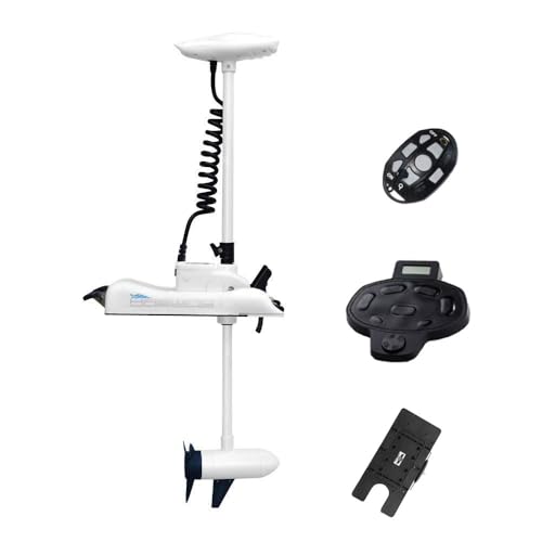 AQUOS HASWING White 12V55LBS 54inch Bow Mount Trolling Motor with 2.4G Remote Control, Wireless Foot Control, Quick Release Bracket for Inflatable Boat Bass Boat Fishing, Freshwater/Saltwater