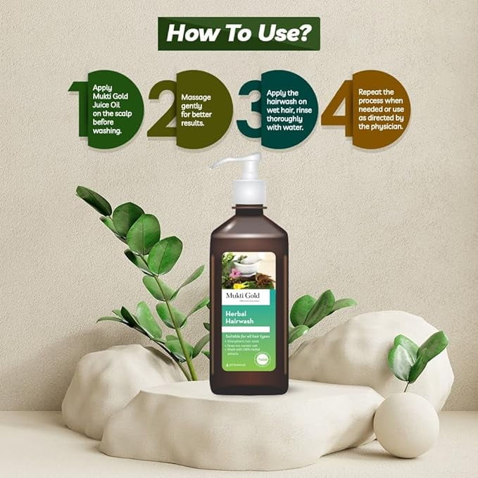 Mukti Gold Combo of Mukti Gold Herbal Hairwash 400 ml (Dispenser) + Mukti Gold Aloevera Blue Gel 125 gms | 100% Herbal Natural Extracts | WHO-GLP,GMP,ISO Certified Product