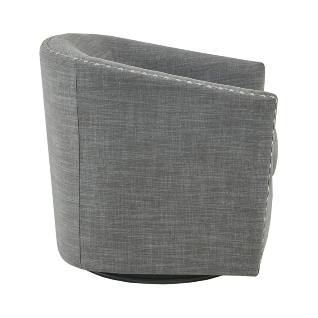 Gracie Mills Leyla Upholstered Barrel Swivel Chair with Black Metal Base - GRACE-8250