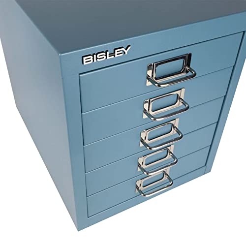 Bisley 10-Drawer Steel MultiDrawer Cabinet - Black, Chrome Pull Handles with Label Holders, Powder-Coated Steel, Removable Drawers, Fits Under Most Desks, Labels Included