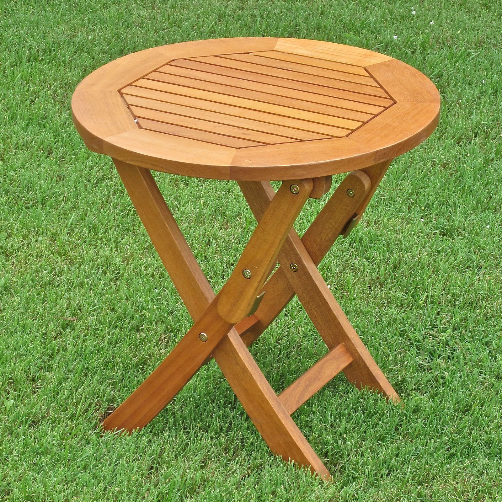 International Caravan Royal Tahiti Round Wood Folding Table
