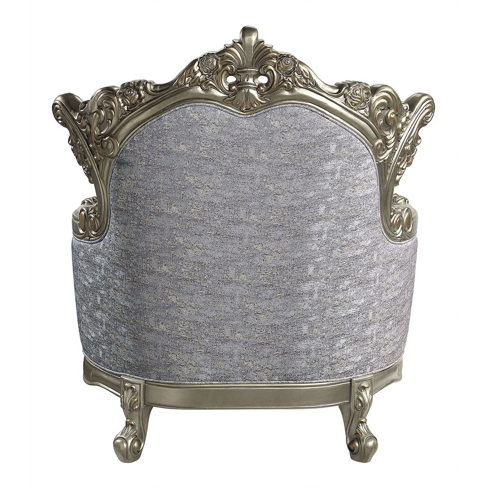 ACME Furniture Miliani Tufted Fabric/Wood Chair w/ Pillow in Gray/Antique Bronze