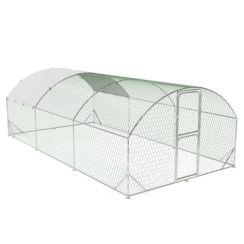 Large Metal Chicken Coop Run, Chicken Run for Yard with Cover, Large Chicken Run, Walk-in Poultry Cage,Chicken Coop for Chickens, 20 Hens, Ducks, Rabbits-9.8'W x 6.5'D x 6.5'H